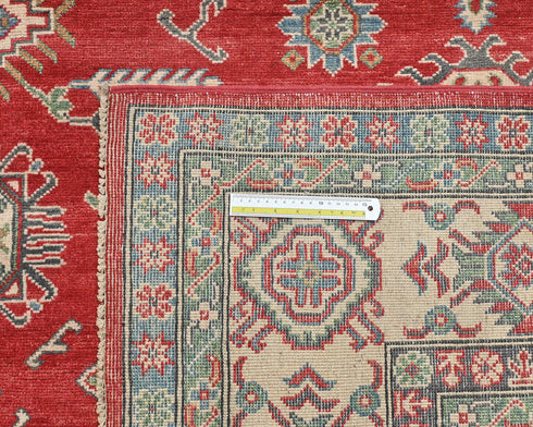 8x10 Red Kuba Afghan Hand Knotted Wool Area Rug